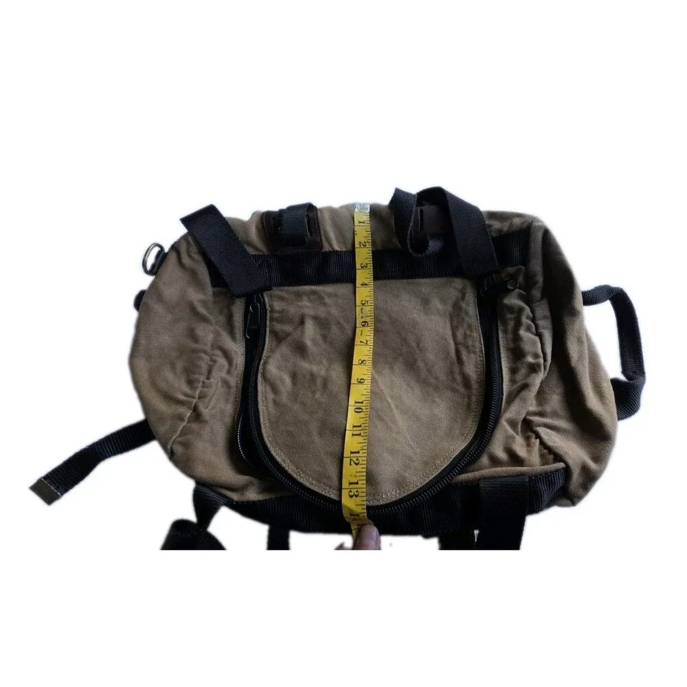 J. Peterman Canvas & Leather Travel Weekender Bag Tan Heavy Duty